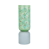 Hand-Painted Dual Arch Leaf Design Large Glass Vase (Green)