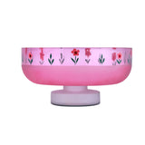 Hand-Painted Floral Glass Urli Bowl With Base (Pink)