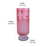 Hand-Painted Floral Frost Large Glass Vase (Pink)