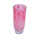 Hand-Painted Floral Frost Large Glass Vase (Pink)