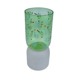 Hand-Painted Dual Arch Leaf Design Small Glass Vase (Green)