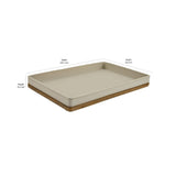 Leather Finish Polyresin Decorative Platter (Cream)