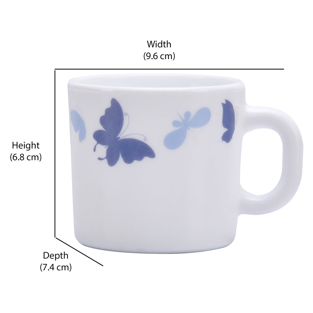 Arias by Lara Dutta Dazzling Wings Coffee Mugs Set of 6 (180 ml, White)