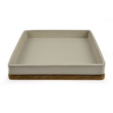 Leather Finish Polyresin Decorative Platter (Cream)