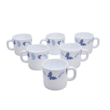 Arias by Lara Dutta Dazzling Wings Coffee Mugs Set of 6 (180 ml, White)