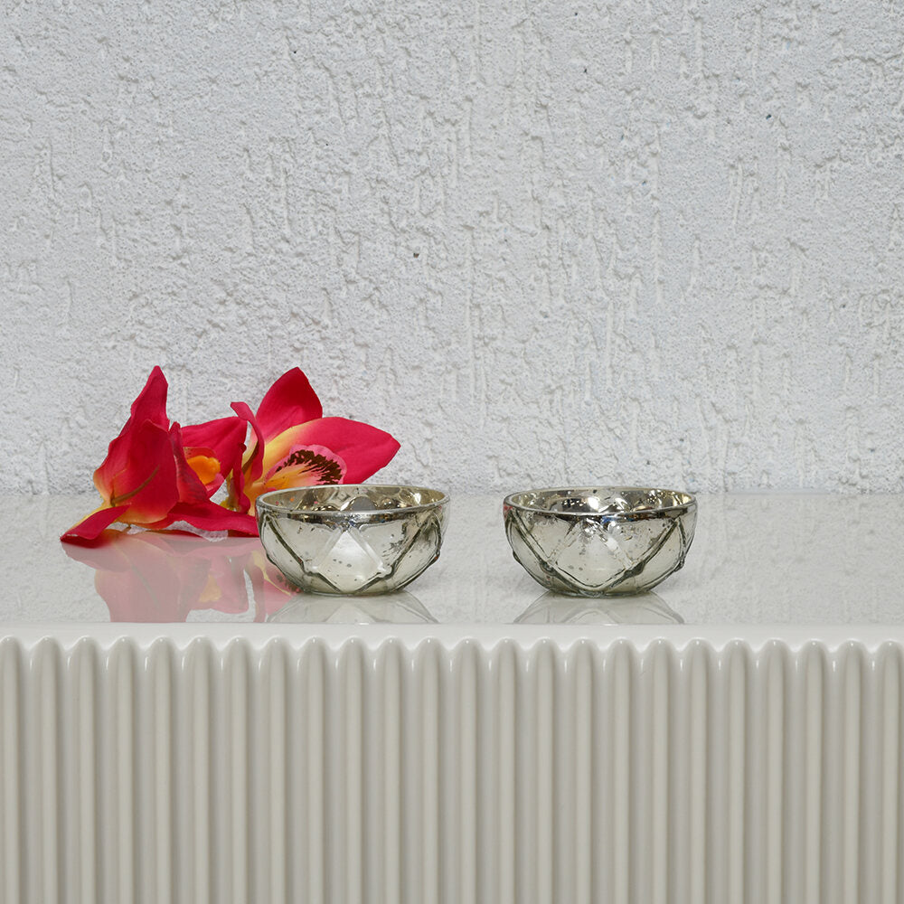 Decorative Votive Candle Holder Set of 2 (Silver)