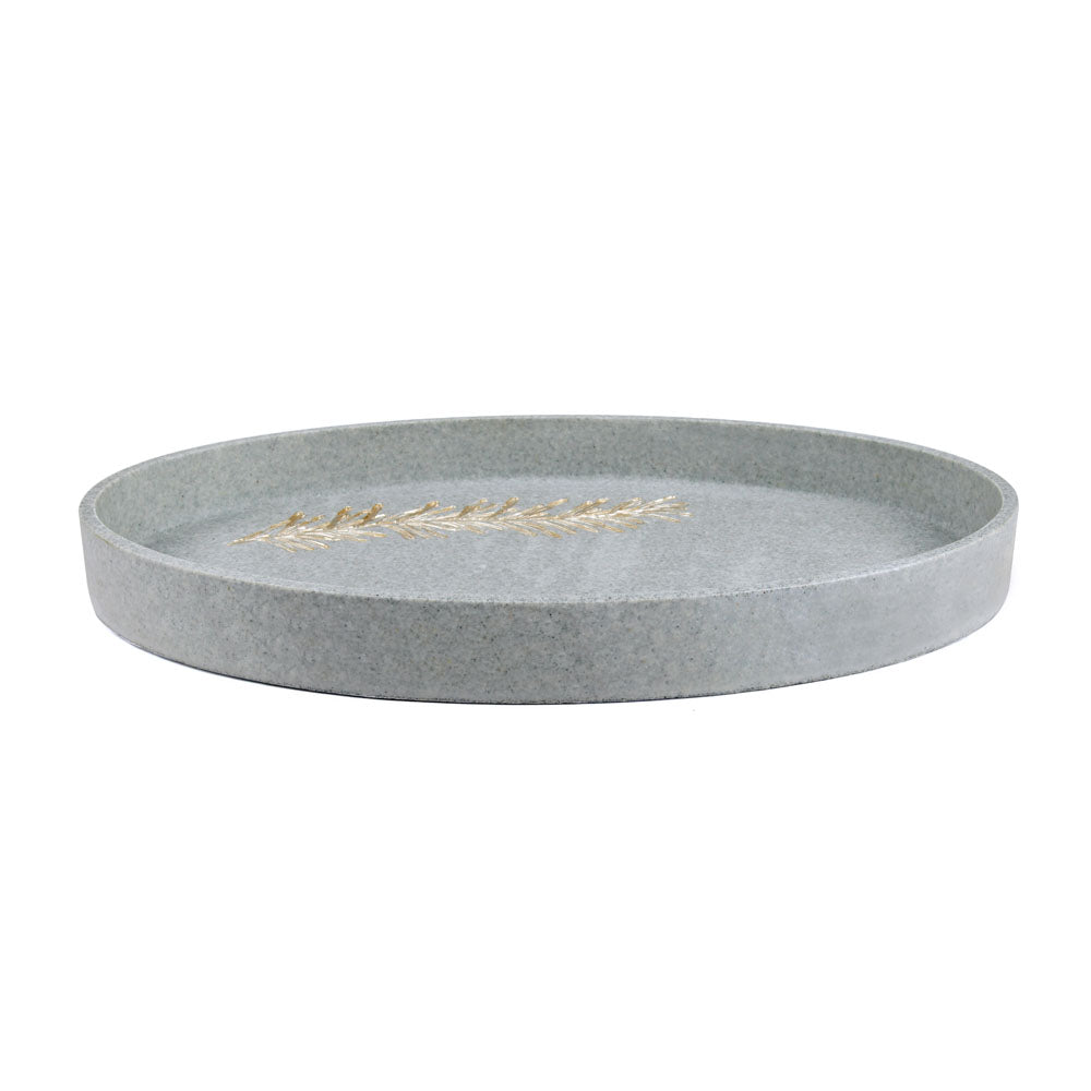 Leaf Design Polyresin Decorative Platter (Grey)