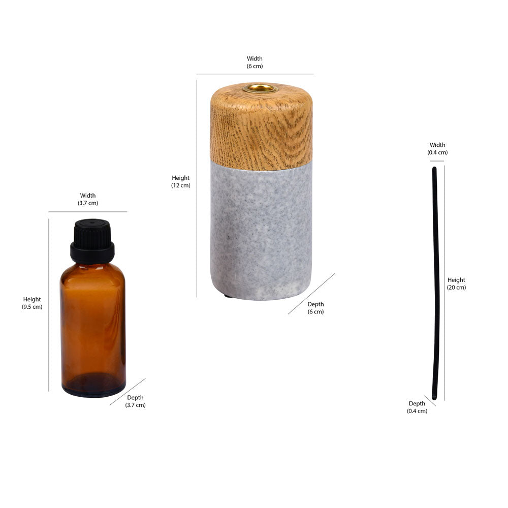 Wooden Finish Reed Diffuser Storage Jar With 3 Sticks (Grey)