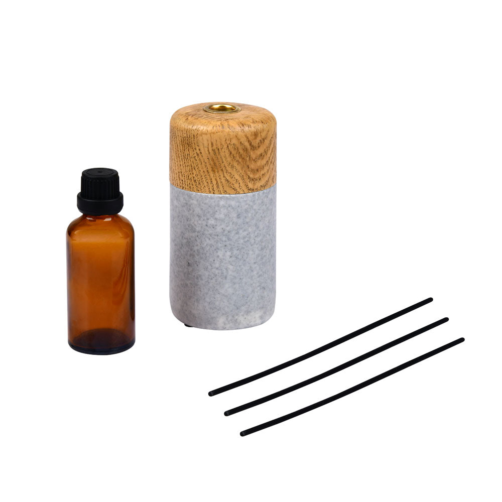 Wooden Finish Reed Diffuser Storage Jar With 3 Sticks (Grey)