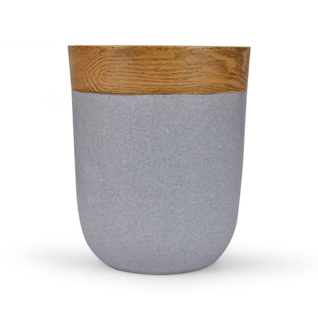 Wooden Finish Polyresin Round Dustbin (8 Litre, Grey)