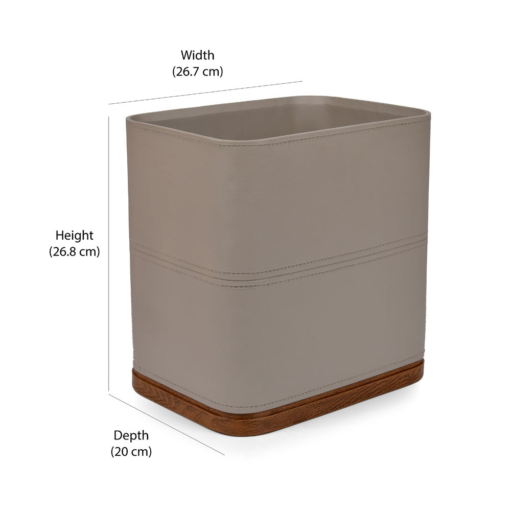 Leather Finish Polyresin Dustbin (8 Litre, Cream)