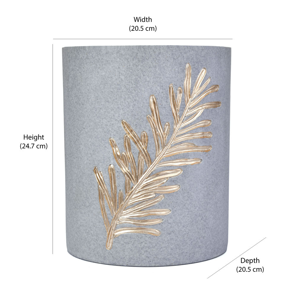 Leaf Design Polyresin Dustbin (8 Litre, Grey)