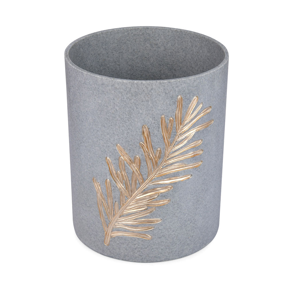 Leaf Design Polyresin Dustbin (8 Litre, Grey)