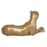 Sitting Panther Polyresin Showpiece (Grey & Gold)