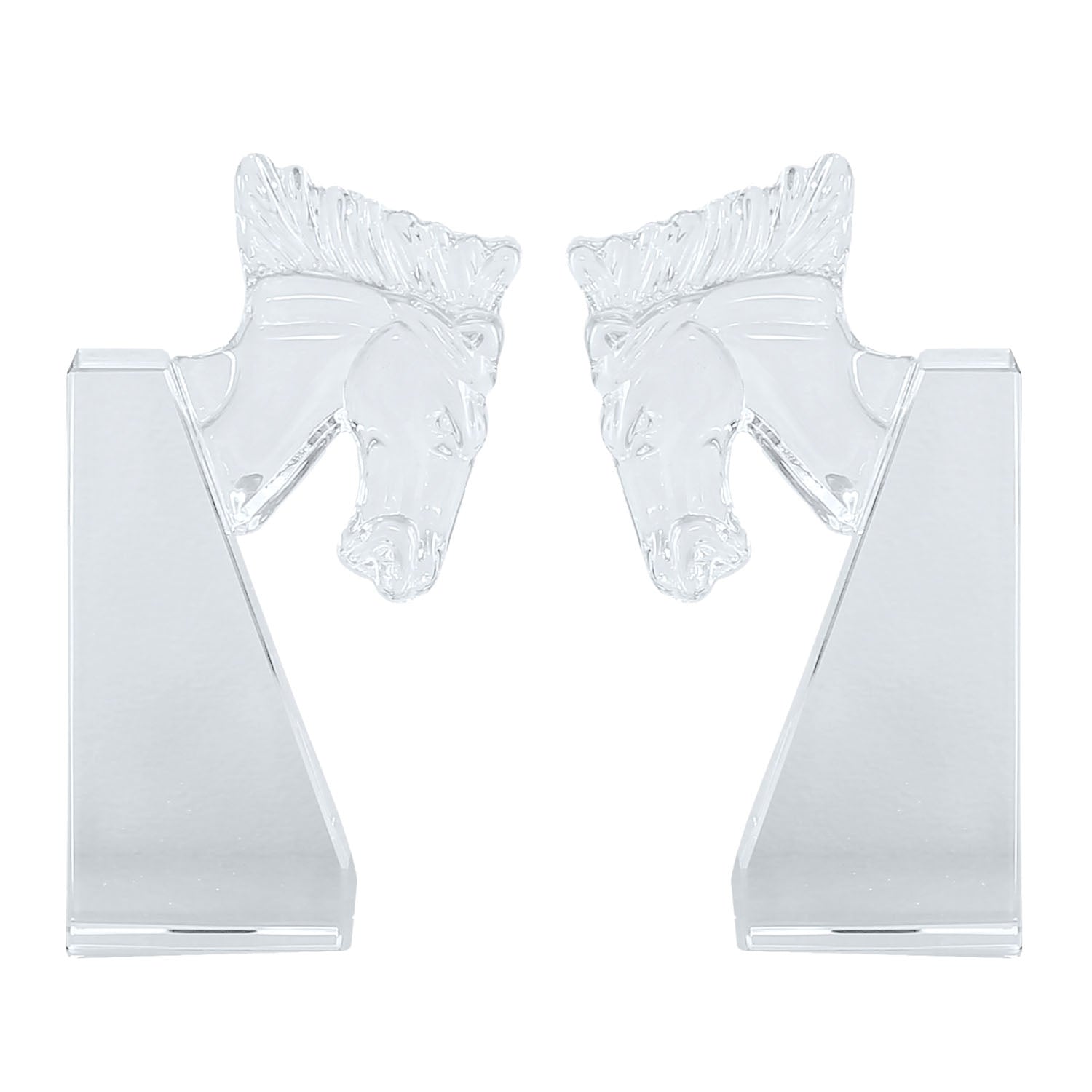 Horse Head Crystal Bookends Set of 2 (Transparent)