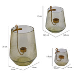 Decorative Leafy Glass Candle Holder Set of 3 (Yellow)