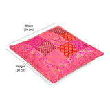 Multi Patch Polyester 12" x 12" Filled Cushion (Pink)