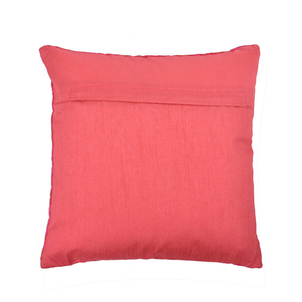 Multi Patch Polyester 12" x 12" Filled Cushion (Pink)