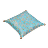 Brocade Floral Polyester 12" x 12" Filled Cushion (Blue)