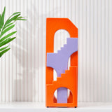 Nilkamal Decorative Arch Stairs Design Dolomite Vase (Orange & Purple)