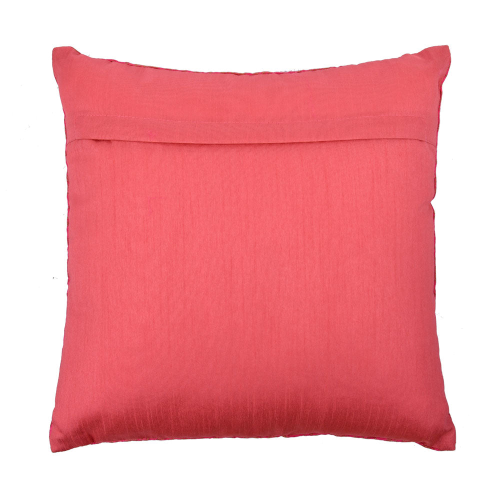 Multi Patch Polyester 16" x 16" Filled Cushion (Pink)