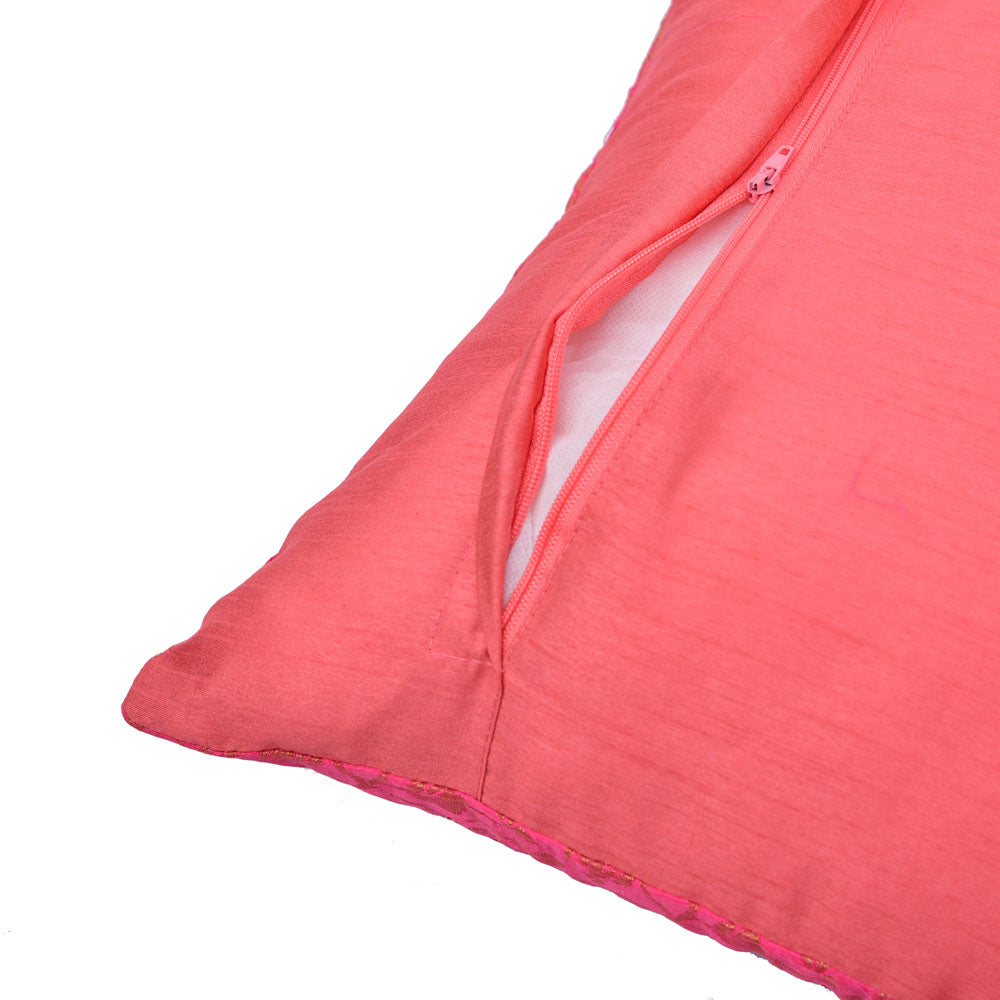 Multi Patch Polyester 16" x 16" Filled Cushion (Pink)