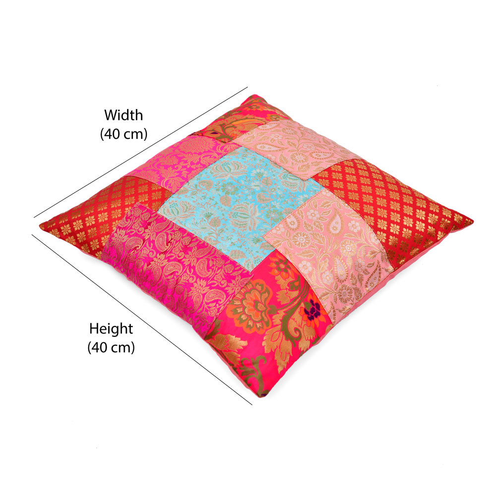 Multi Patch Polyester 16" x 16" Filled Cushion (Multicolor)