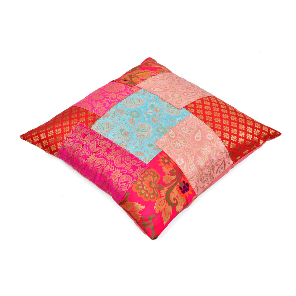 Multi Patch Polyester 16" x 16" Filled Cushion (Multicolor)