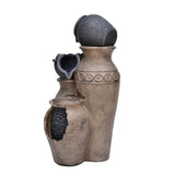 Decorative Tri Pots Polyresin Water Fountain (Beige & Grey)