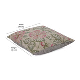 Floral Cotton 16" x 16" Cushion Cover (Beige & Green)