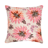 Multi Flower Cotton 16" x 16" Cushion Cover (Pink & Peach)