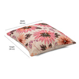 Multi Flower Cotton 16" x 16" Cushion Cover (Pink & Peach)