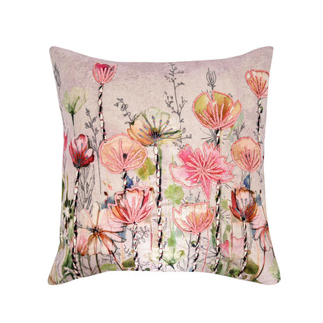 Floral Cotton 16" x 16" Cushion Cover (Pink )