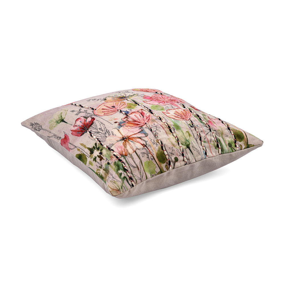 Floral Cotton 16" x 16" Cushion Cover (Pink )