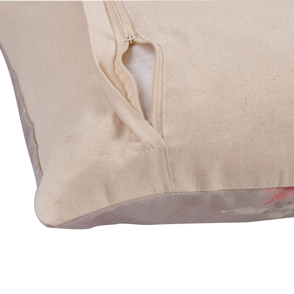 Embroidered Cotton 16" x 16" Cushion Cover (Taupe)