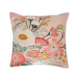 Embroidered Cotton 16" x 16" Cushion Cover (White & Pink)