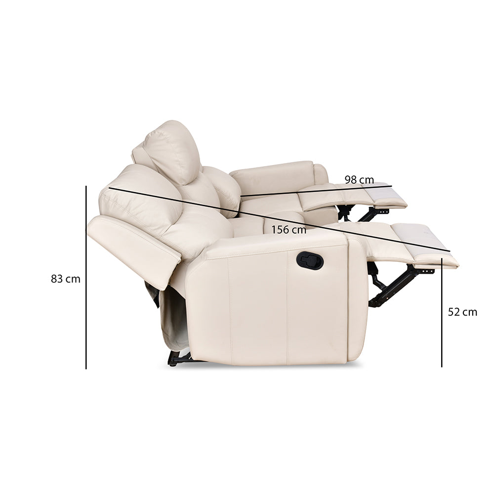 Levon 3 Seater Manual Recliner (Light Beige)