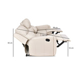 Levon 3 Seater Manual Recliner (Light Beige)