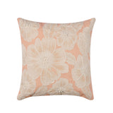 Floral Embroidered Cotton 16" x 16" Cushion Cover (Peach)