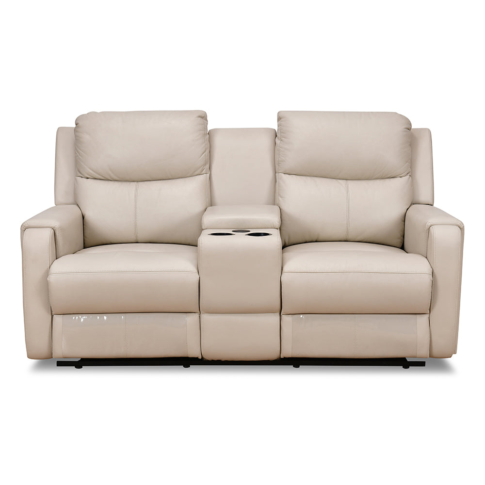 Levon 2 Seater Manual Recliner With Console (Light Beige)