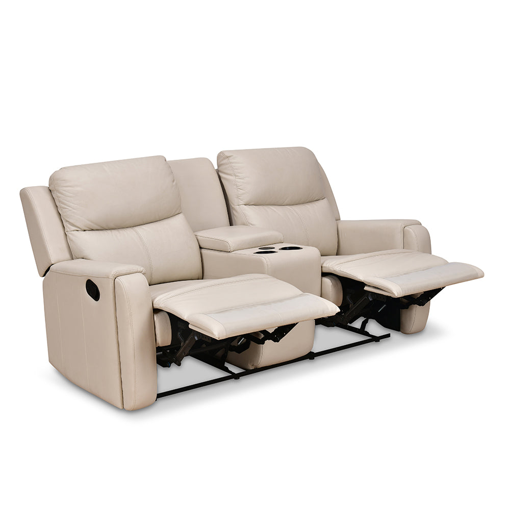 Levon 2 Seater Manual Recliner With Console (Light Beige)