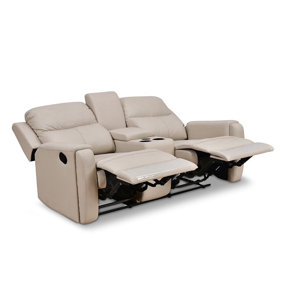 Levon 2 Seater Manual Recliner With Console (Light Beige)