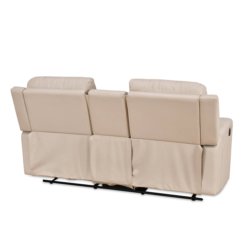 Levon 2 Seater Manual Recliner With Console (Light Beige)