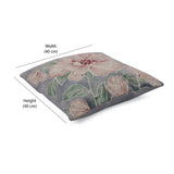 Floral Cotton 16'' x 16'' Cushion Cover (Blue & Peach)