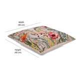 Flora Leaves Cotton 16" x 16" Cushion Cover (Multicolor)