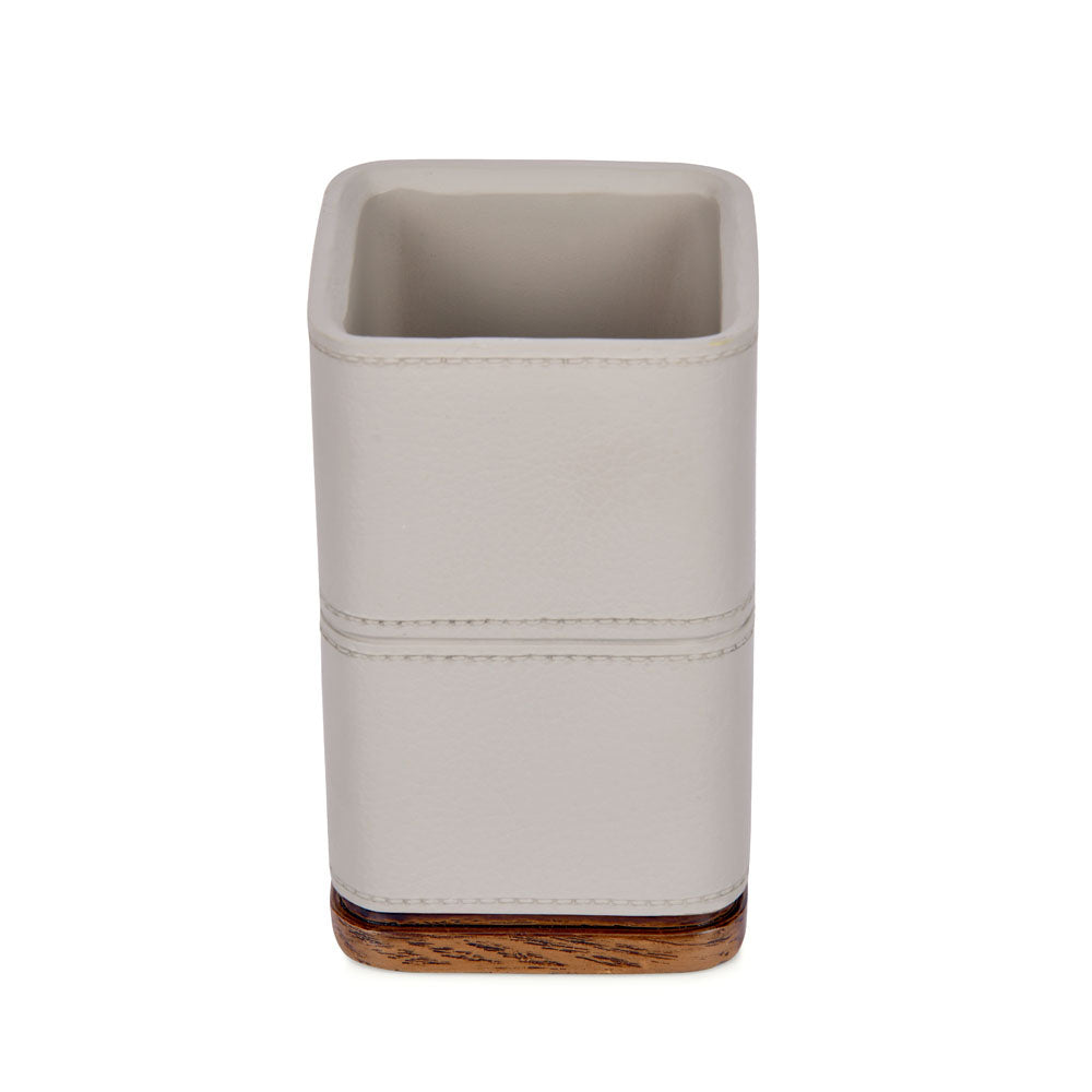 Leather Finish Polyresin Tumbler (250 ml, Cream)