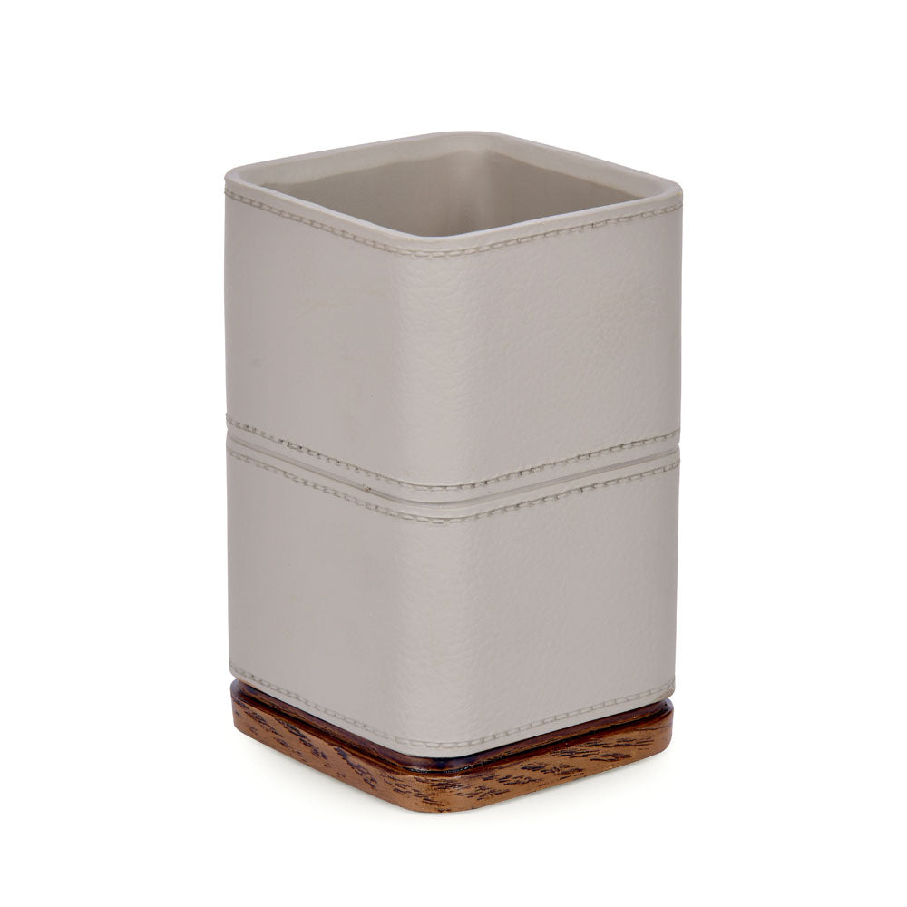 Leather Finish Polyresin Tumbler (250 ml, Cream)