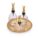 Decorative Horse Lid Metal & Glass Storage Containers Set of 3 (Gold)