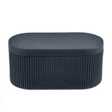 Fluted Design Polyresin Oval Storage Box Organsier (Grey)