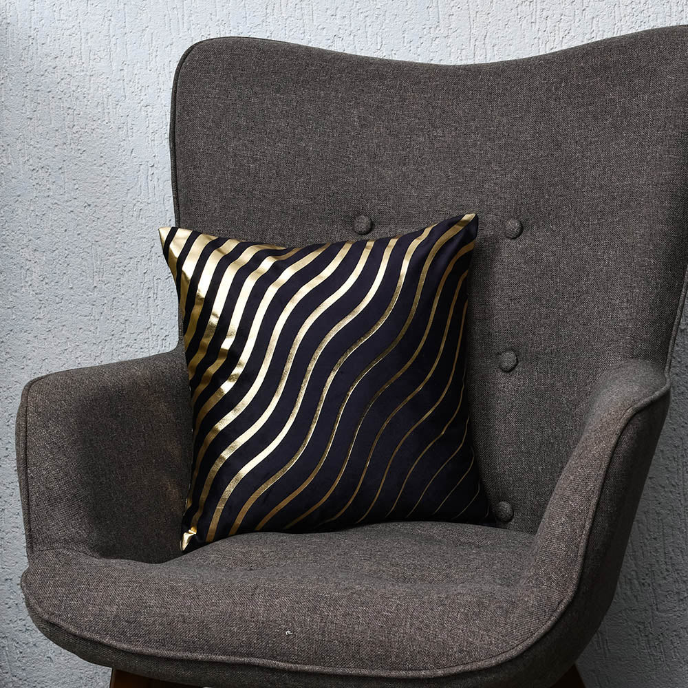 Abstract Polyester 16' x 16' Cushion Cover (Black & Gold)